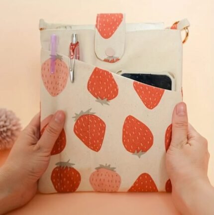 Book Pouch-Pink Strawberry